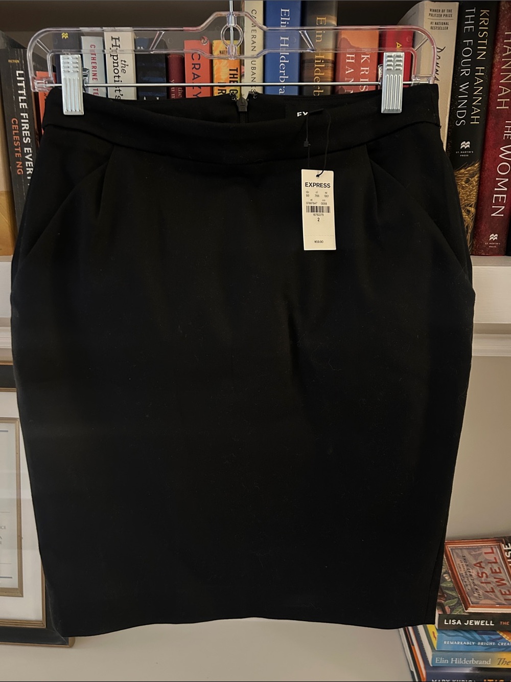 Express Black Tailored Pencil Skirt